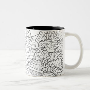 Kaffee-und Tee-Gekritzel Zweifarbige Tasse