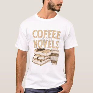 Kaffee und Vintages Buch T-Shirt