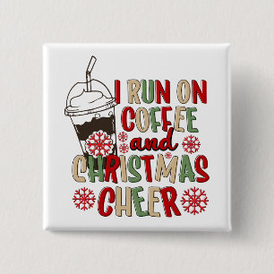 Kaffee und Weihnachts-Cheer Retro Groovy Weihnacht Button