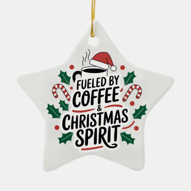 Kaffee und Weihnachtsgeist — Sternenhimmel Keramik Ornament (Vorne)