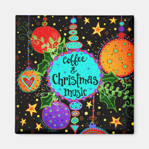 Kaffee und Weihnachtsmusik Festivals Ornamente Magnet