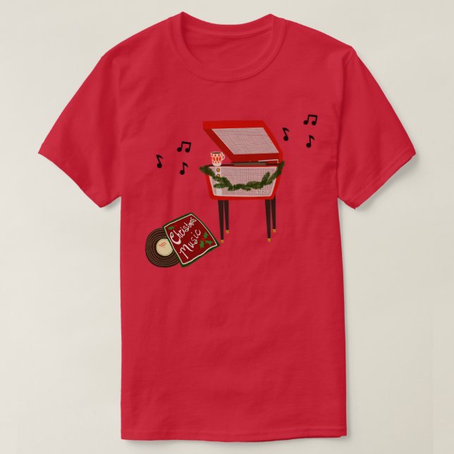 Kaffee und Weihnachtsmusik T-Shirt (Design vorne)