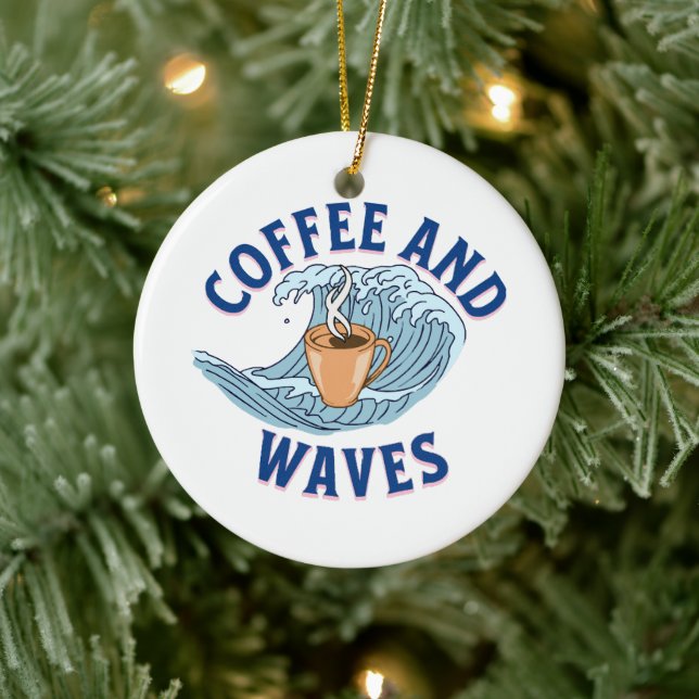 Kaffee und Wellen Keramik Ornament (Baum)