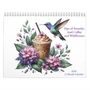 Kaffee und Wildblumen Wasserfarbe Art 2026 Kalender