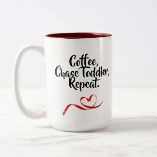 Kaffee, Verfolgungs-Kleinkind, Wiederholung Zweifarbige Tasse