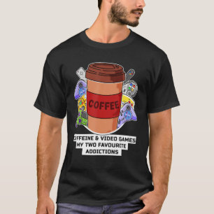 Kaffee-Videospiel-Sucht Lustiger Gamer-Kaffee-L T-Shirt