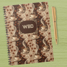 Kaffee Vintage-Look Cafe-Muster Monogramm Initiale