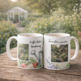 Kaffee vor dem Gärtnern Foto persönlicher Garten Kaffeetasse