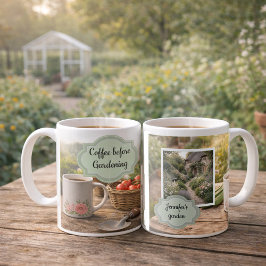 Kaffee vor dem Gärtnern Morgen Garten Foto Kaffeetasse