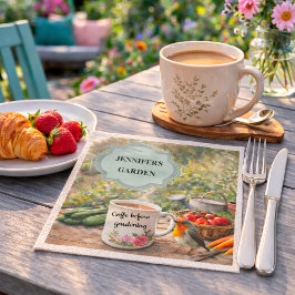 Kaffee vor der Gartenarbeit robin Garten persönlic Serviette