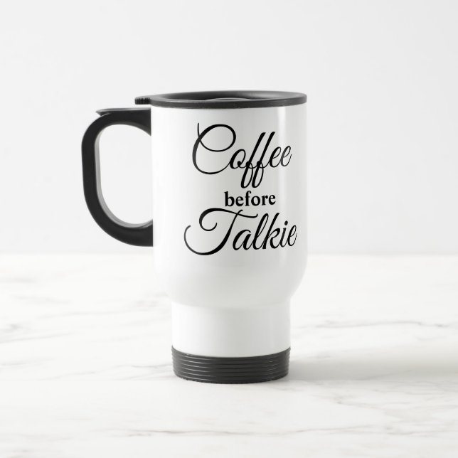 Kaffee vor Talkie-Monogramm Reisebecher (Links)