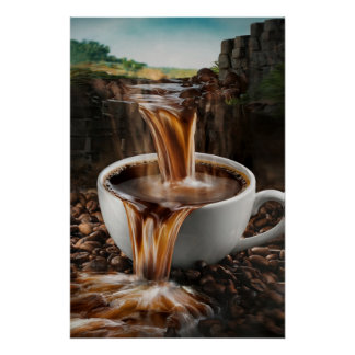 Kaffee-Wasserfall Poster | Surrealistisch