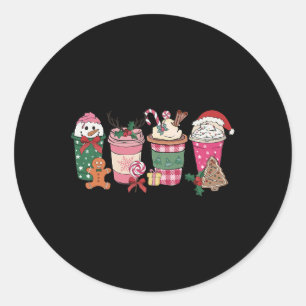 Kaffee Weihnachten Lebkuchen Rosa Frauen Latte Gem Runder Aufkleber