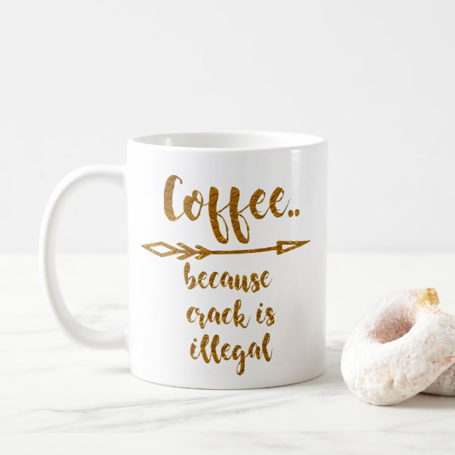 Kaffee, weil Sprung illegaler lustiger Tasse (Mit Donut)