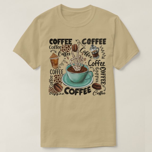 Kaffee Western Kaffee Skeleton Hand Kaffeeliebhabe T-Shirt (Design vorne)