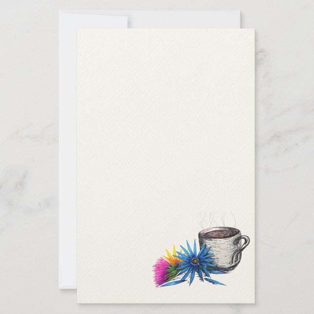 Kaffee & Wildblumen Briefpapier (Vorderseite)