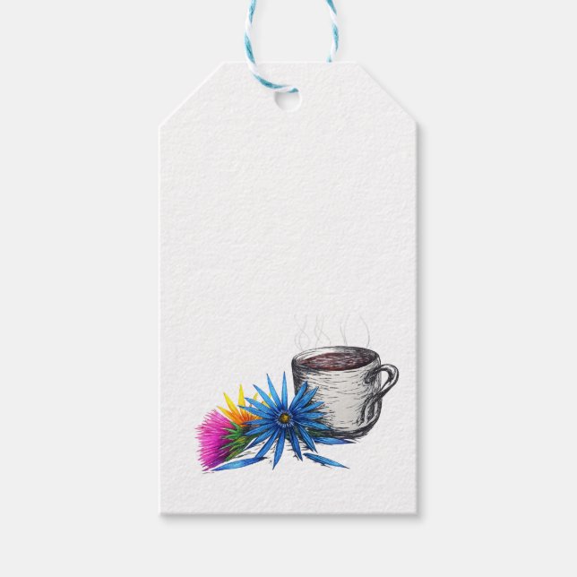 Kaffee & Wildblumen Geschenkanhänger (Vorderseite)