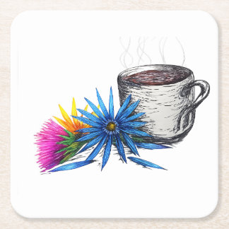 Kaffee & Wildblumen Rechteckiger Pappuntersetzer