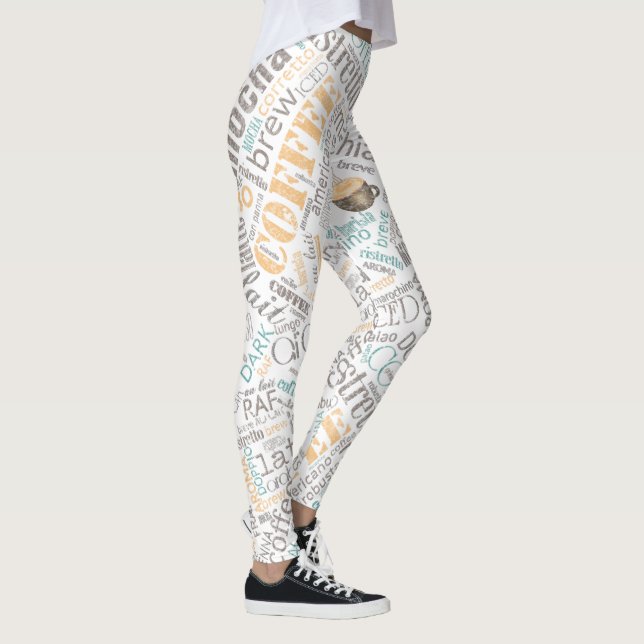 Kaffee Word Cloud Aquamarin ID283 Leggings (Rechts)