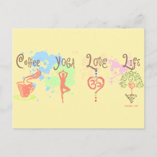Kaffee Yoga Liebe Life Paint Spritzer Postkarte