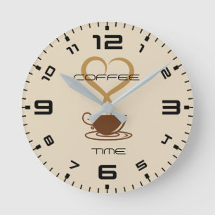 Kaffee-Zeit-Wanduhr rund (Medium) Runde Wanduhr