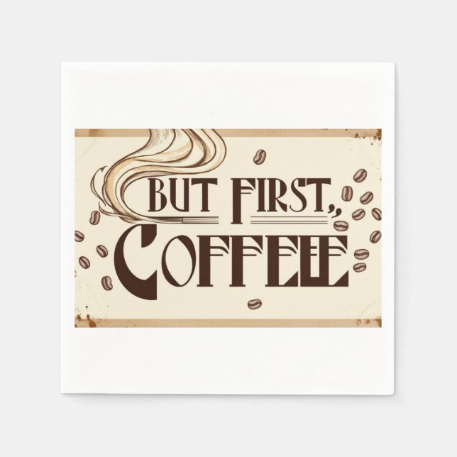 Kaffee-Zitat-Poster-Dampf-Wirbel Serviette (Vorderseite)
