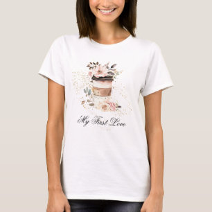 *~* Kaffee zu meiner ersten Liebe Floral Botanical T-Shirt