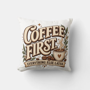 Kaffee zuerst, alles andere später Vintage Botanic Kissen