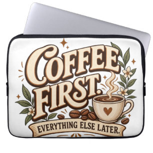 Kaffee zuerst, alles andere später Vintage Botanic Laptopschutzhülle