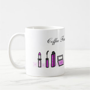 Kaffee zuerst, dann Lippenstift Lila Tasse