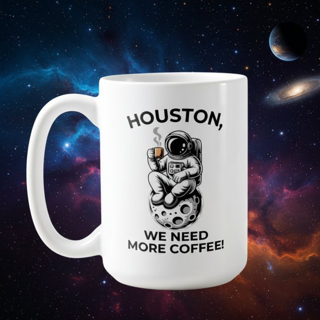 Kaffee zuerst, dann Weltraum Kaffeetasse (Cosmic Caffeine: Celestial Astronaut Coffee Break Illustration)