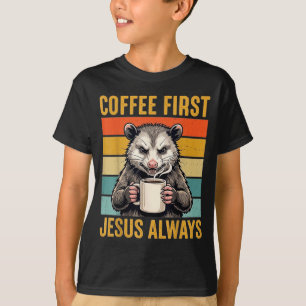 Kaffee zuerst Jesus Christliche Lustige Geschenke T-Shirt