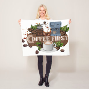 Kaffee zuerst – Morgenmotivation für wahre Kaffein Fleecedecke