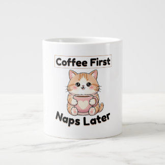 Kaffee zuerst, Nickerchen später, süße Katze | Kaw Jumbo-Tasse