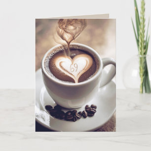 Kaffee zum 69. Jahrestag mit Herz Karte