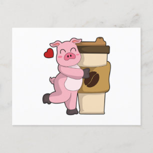 Kaffee zum Mitnehmen Postkarte