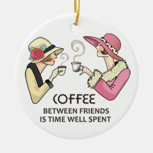Kaffee zwischen Freunden Keramik Ornament