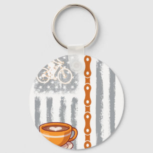 Kaffee-Zyklus - Vintage-USA-amerikanische Flagge f Schlüsselanhänger