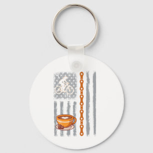Kaffee-Zyklus - Vintage-USA-Amerikanische Flagge f Schlüsselanhänger