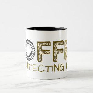 Kaffeearchitekturtreibstoff Zweifarbige Tasse