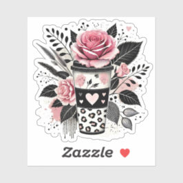 Kaffeeaufkleber, Blumenaufkleber Aufkleber