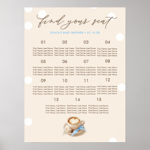 Kaffeebaby-Party-Sitzplan für Jungen Poster