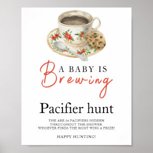 Kaffeebaby-Schnuller-Jagd-Baby-Shower-Spiel Poster