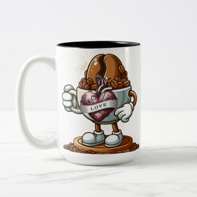 Kaffeeban und Herz der Liebe Kaffeekochen Tasse (Links)