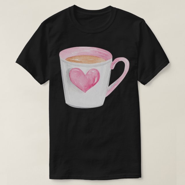 Kaffeebecher mit rosa Herz T-Shirt (Design vorne)