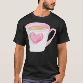 Kaffeebecher mit rosa Herz T-Shirt