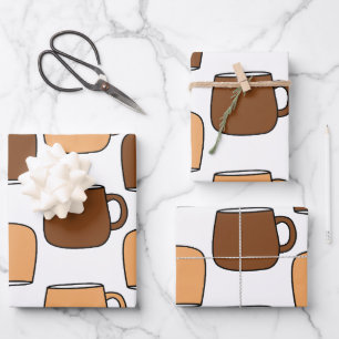 Kaffeebechermuster Geschenkpapier Set