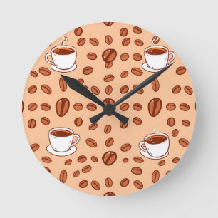 Kaffeebeeren-Tassen Cozy-Muster Runde Wanduhr