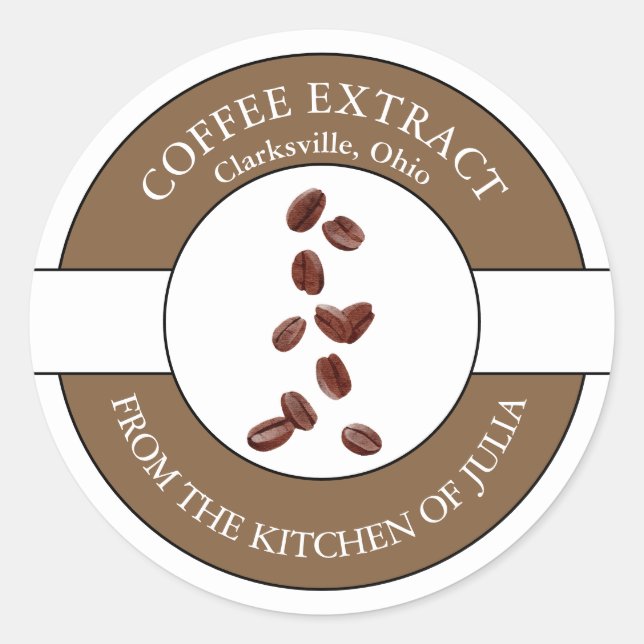 Kaffeebeerlabel Runder Aufkleber (Vorderseite)