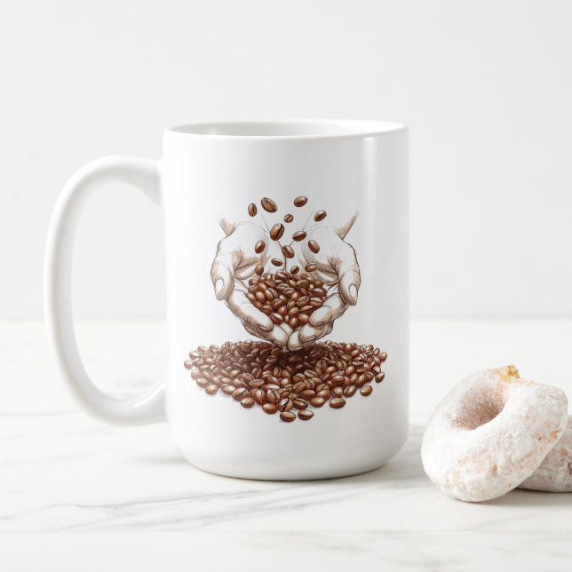 Kaffeebohne Kaffeetasse (Mit Donut)